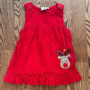Adorable Red Reindeer Kids Casual Dress